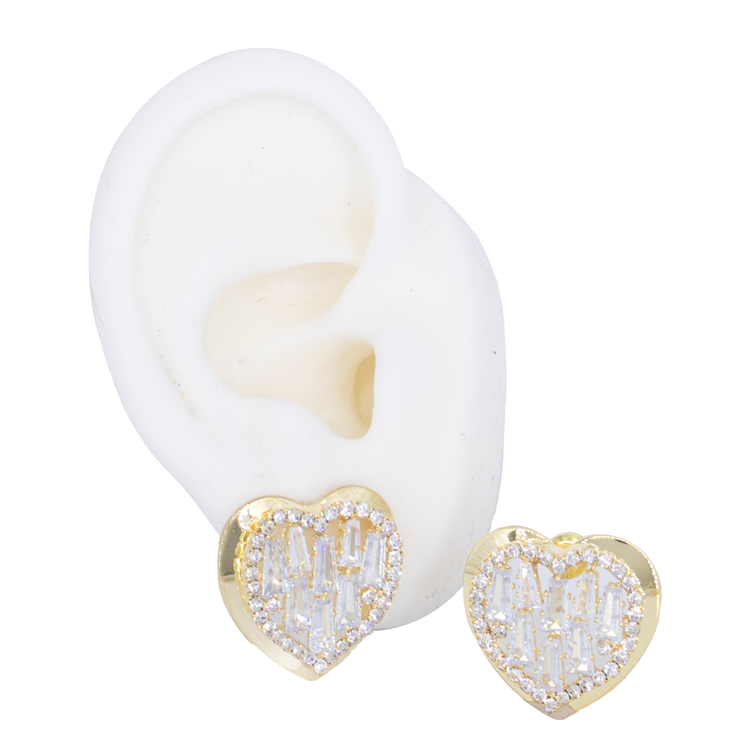 TOPO CORAZON CIRCONES BLANCOS DORADO BAÑO EN RODIO