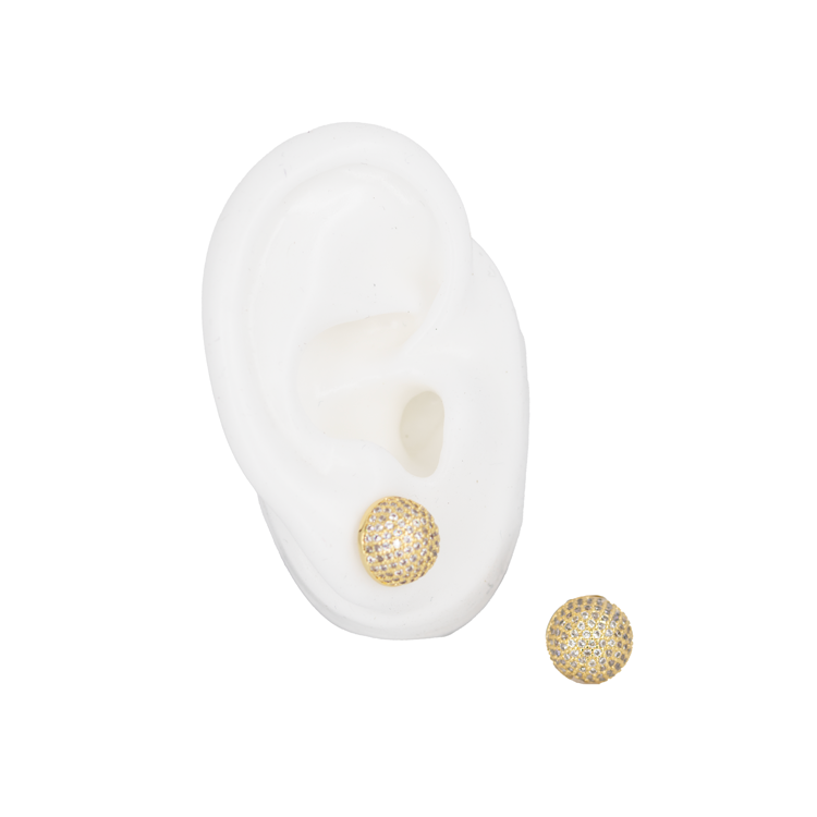 TOPO BALIN CIRCONADO 10MM DORADO BAÑO EN RODIO