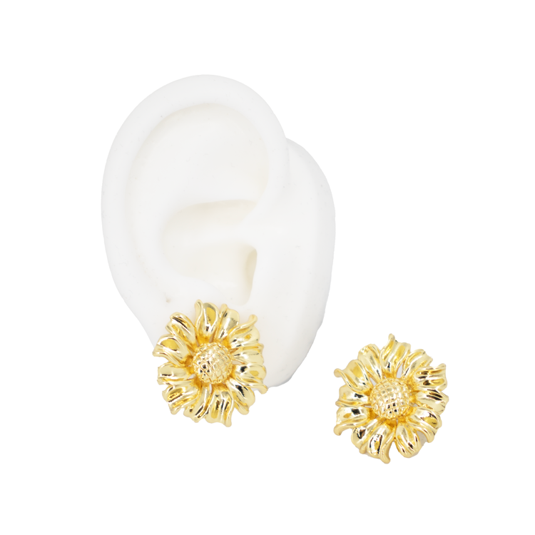 TOPO FLOR GIRASOL BAÑO EN RODIO CR-916