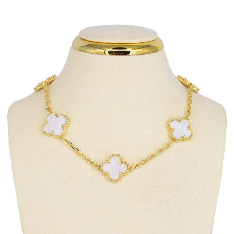 CADENA TREBOL BAÑO EN RODIO