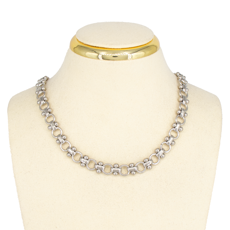 CADENA CHOKER ESLABON DORADA BAÑO DE RODIO