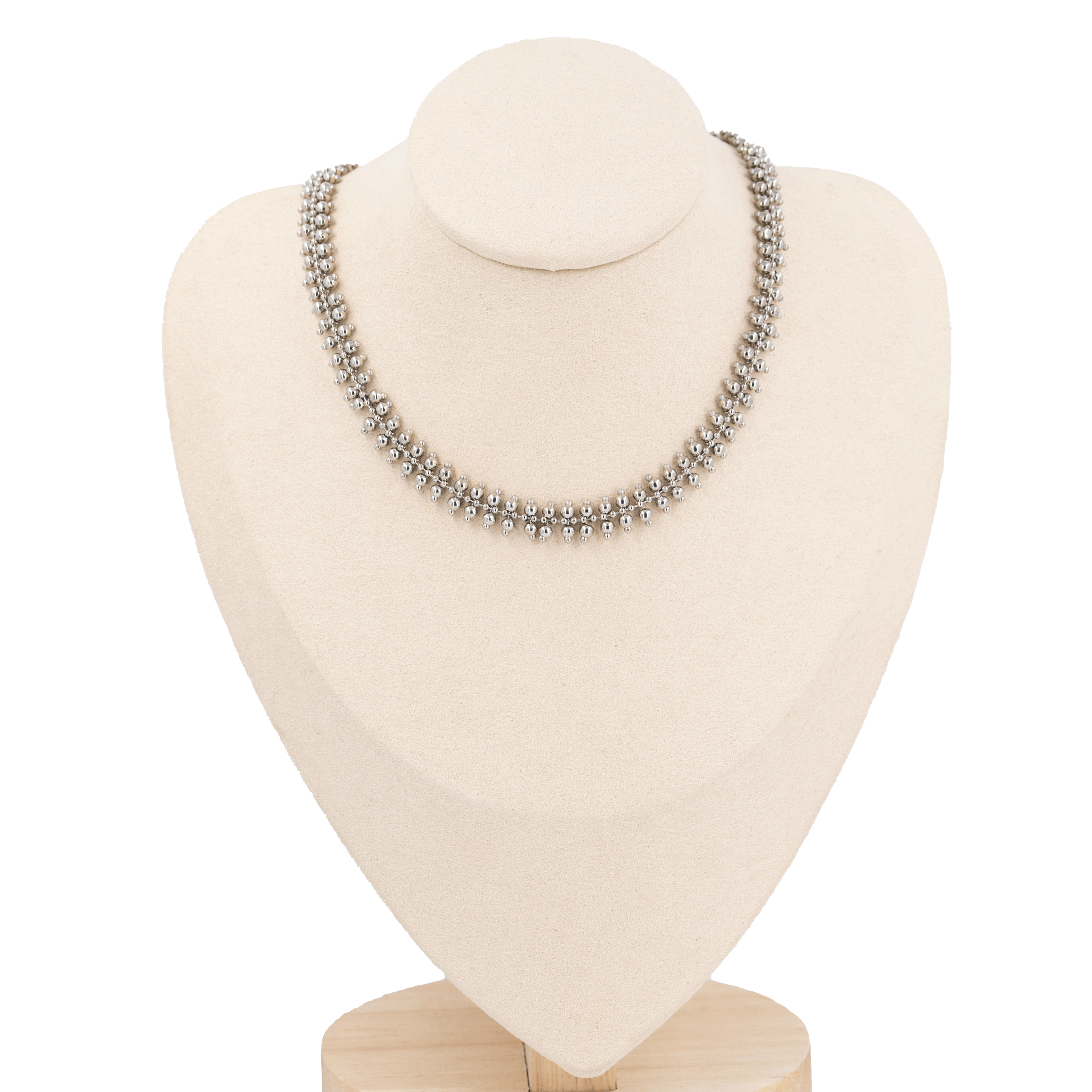 CADENA CHOKER DOBLE BALIN BAÑO DE RODIO