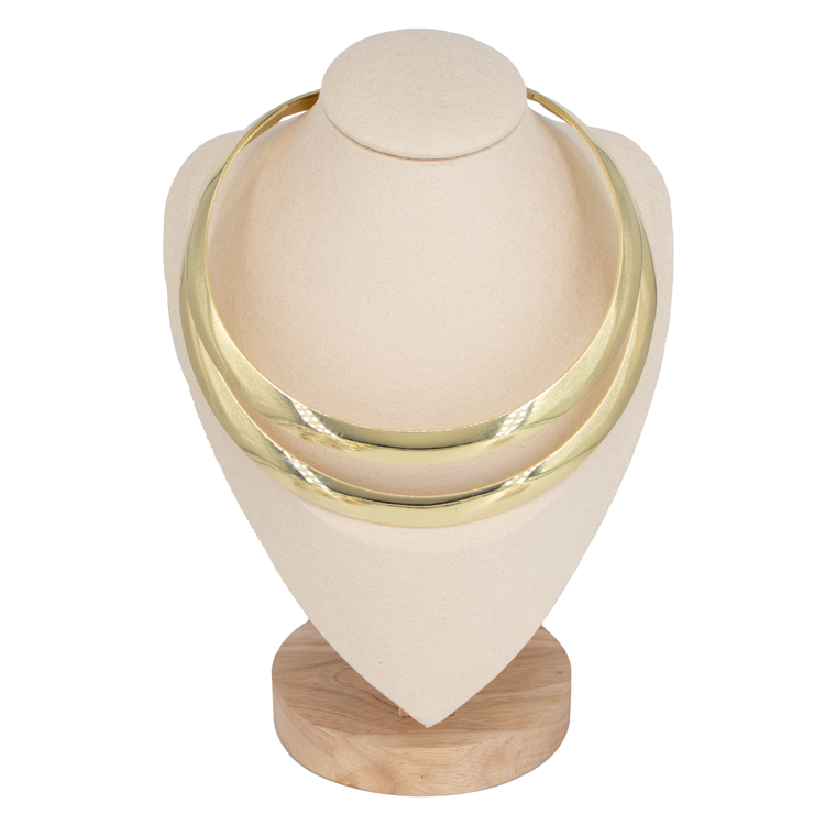 CADENA CHOKER DOBLE LAZO DORADO BAÑO EN RODIO