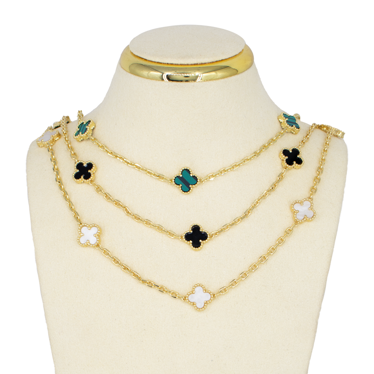 CADENA TREBOL MINI BAÑO EN RODIO