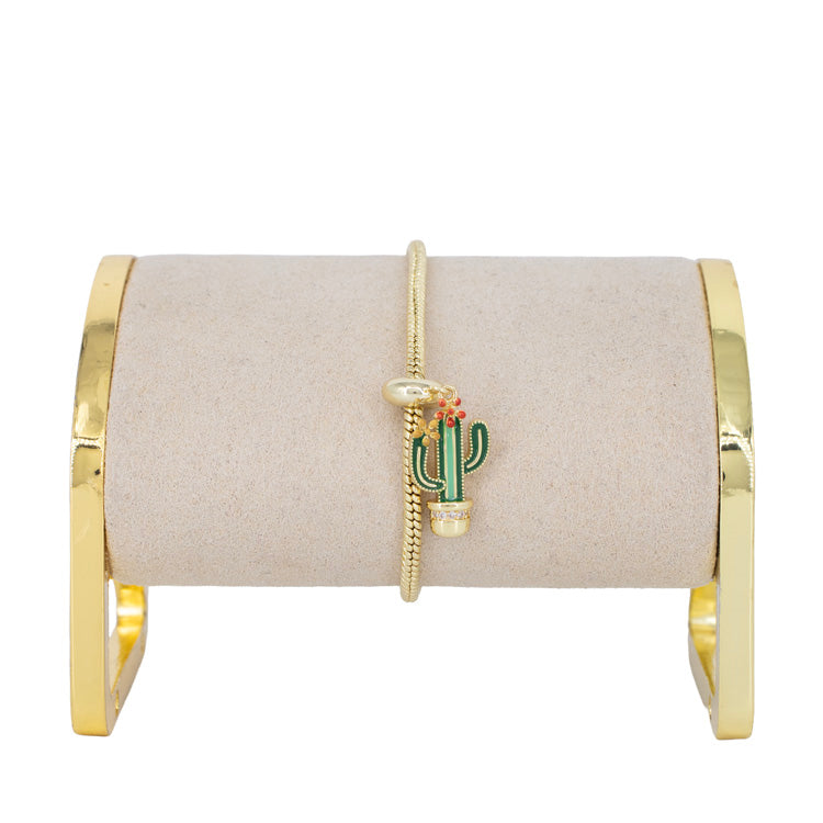 DIJE CHARM CACTUS FLOR BAÑO EN RODIO