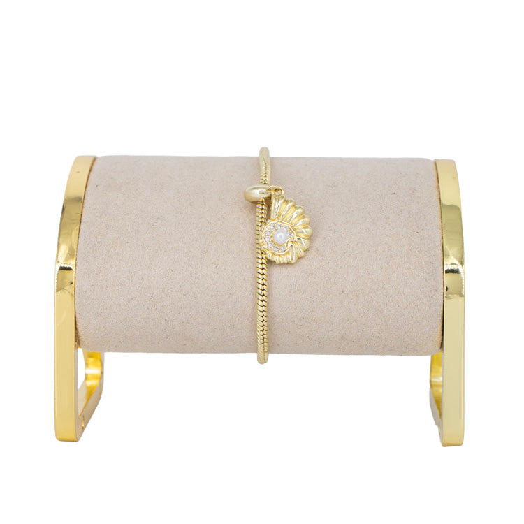 DIJE CHARM CARACOL PERLA BAÑO EN RODIO