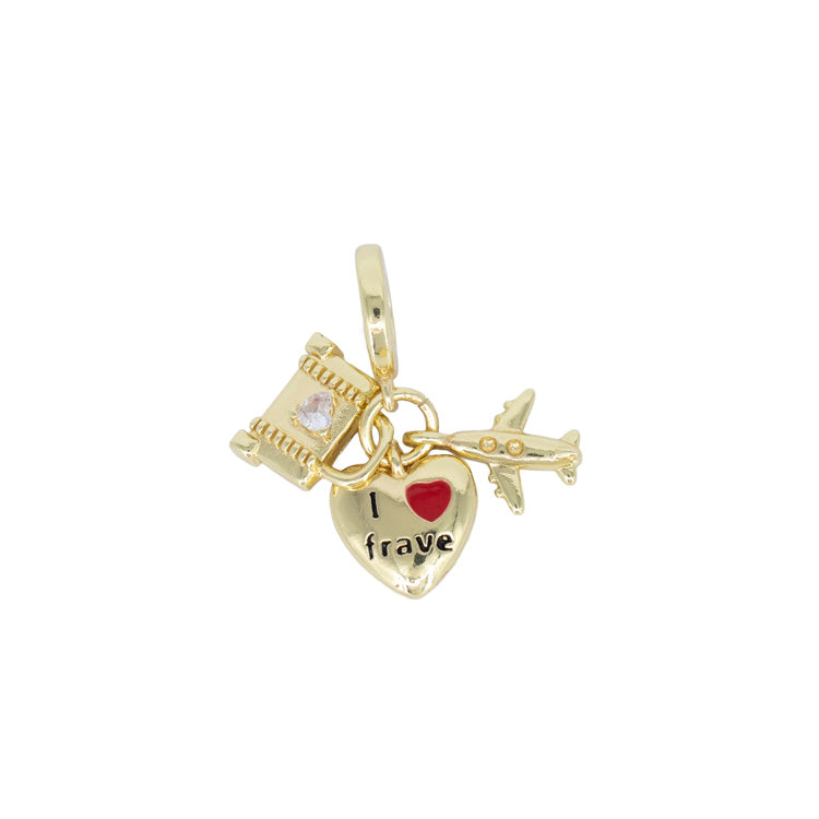 DIJE CHARM CORAZON I FRAVE BAÑO EN RODIO