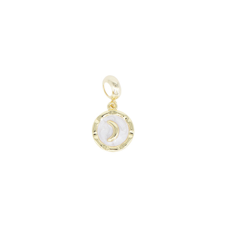 DIJE CHARM LUNA DORADA BAÑO EN RODIO