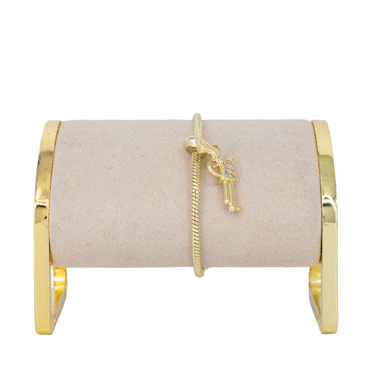 DIJE CHARM PISTOLA CIRCONADA BAÑO EN RODIO