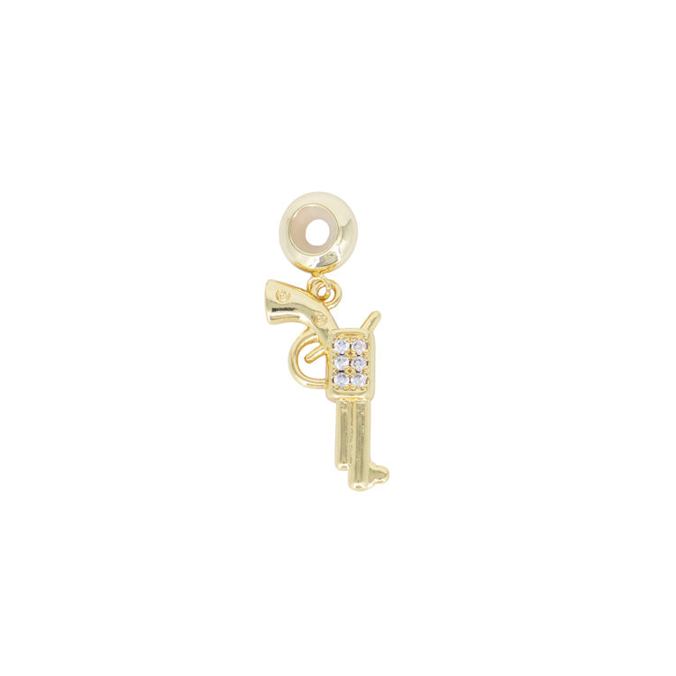 DIJE CHARM PISTOLA CIRCONADA BAÑO EN RODIO