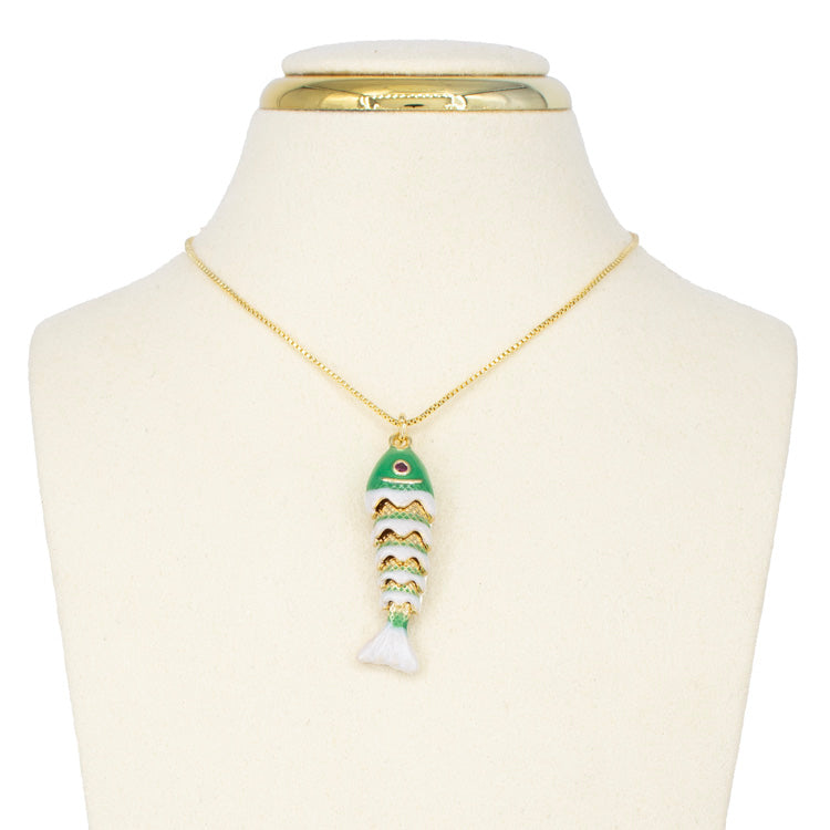 DIJE PESCADO AURA VERDE BAÑO EN RODIO