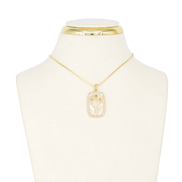 DIJE SILUETA DE CACTUS BAÑO EN RODIO