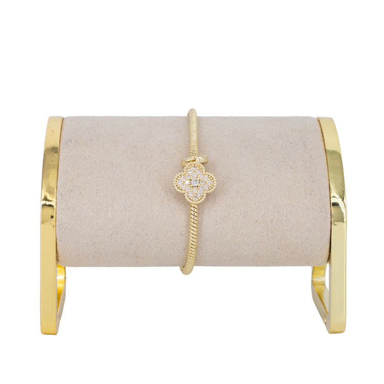 DIJE TREBOL CIRCONADO BAÑO EN RODIO