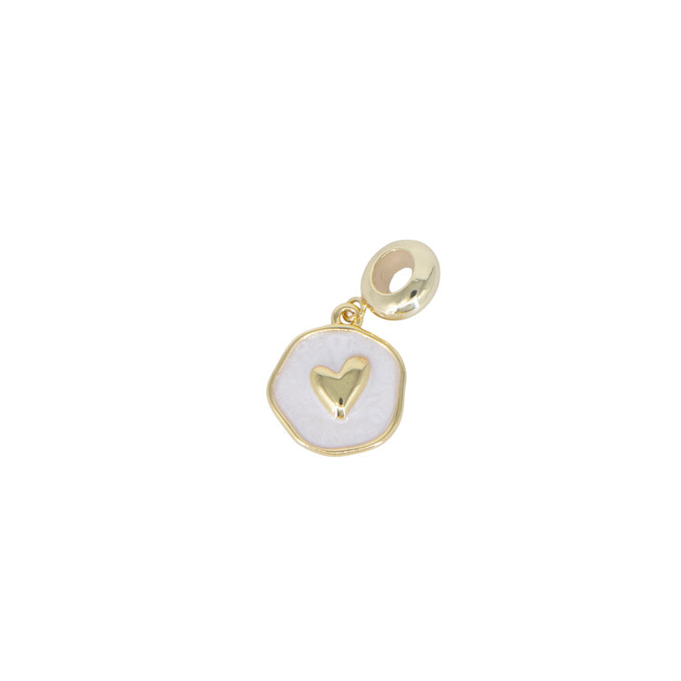 DIJE CHARM CORAZON DORADO BAÑO EN RODIO