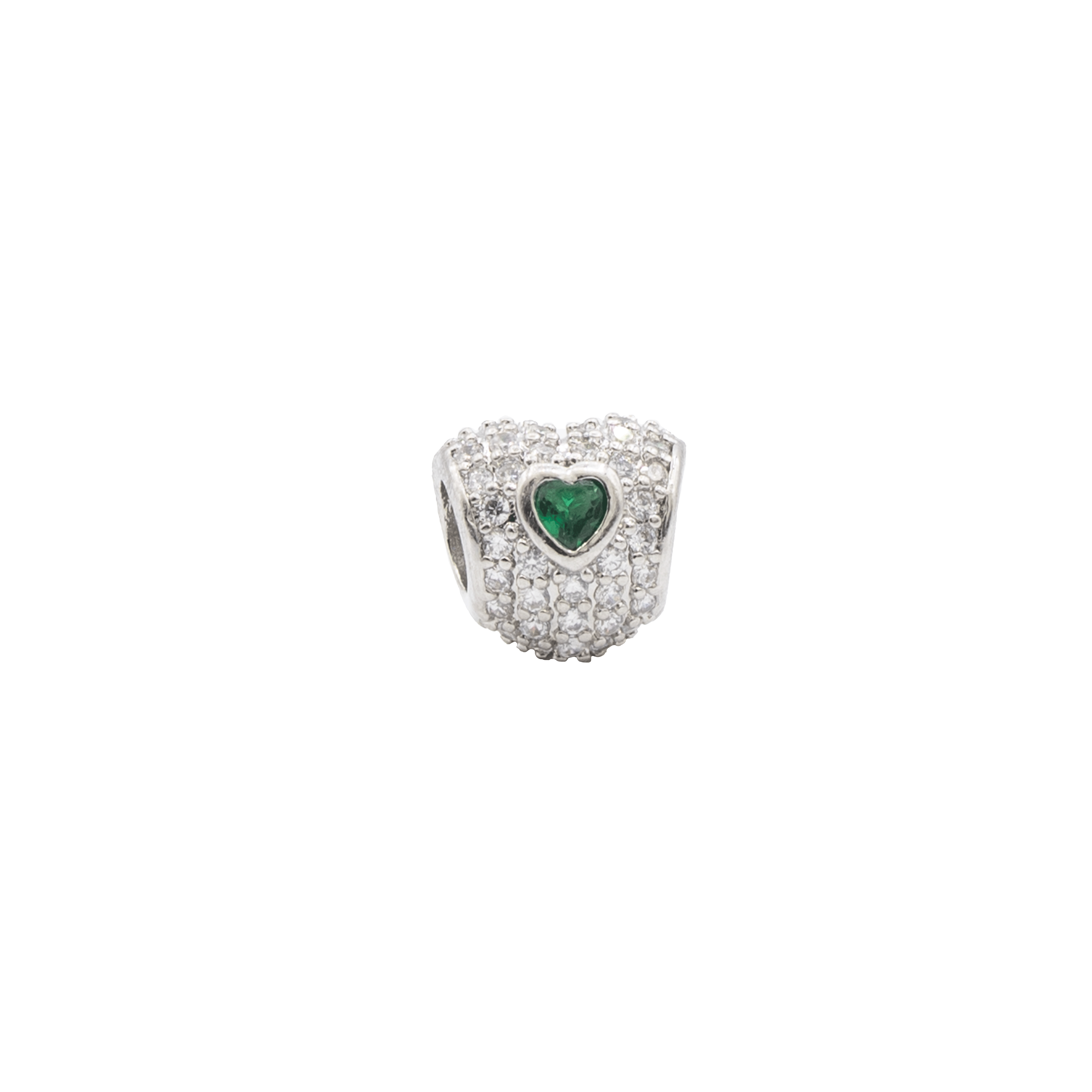 CHARM DIJE PANDORA CORAZÓN VERDE PLATEADO EN RODIO