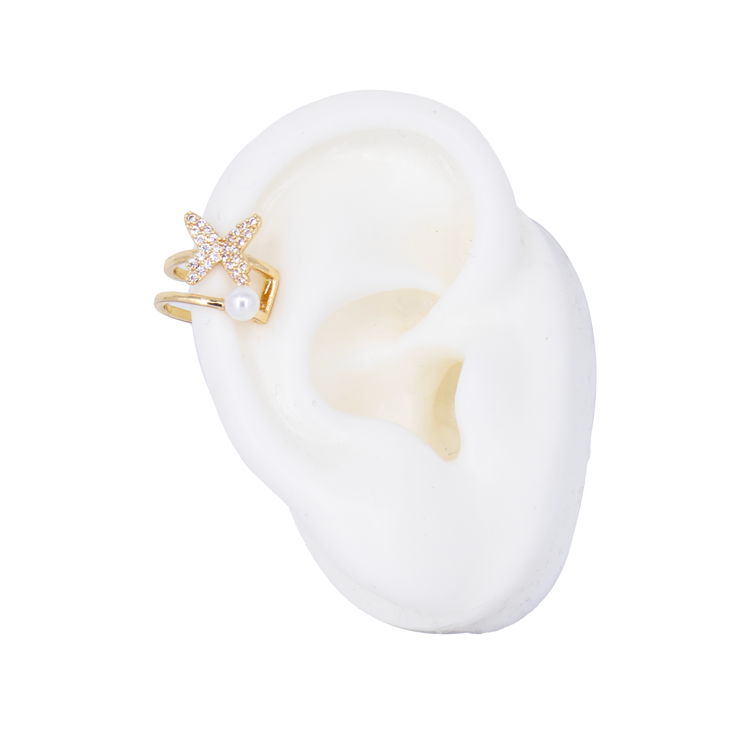 EARCUFF MARIPOSA PERLADA EN RODIO