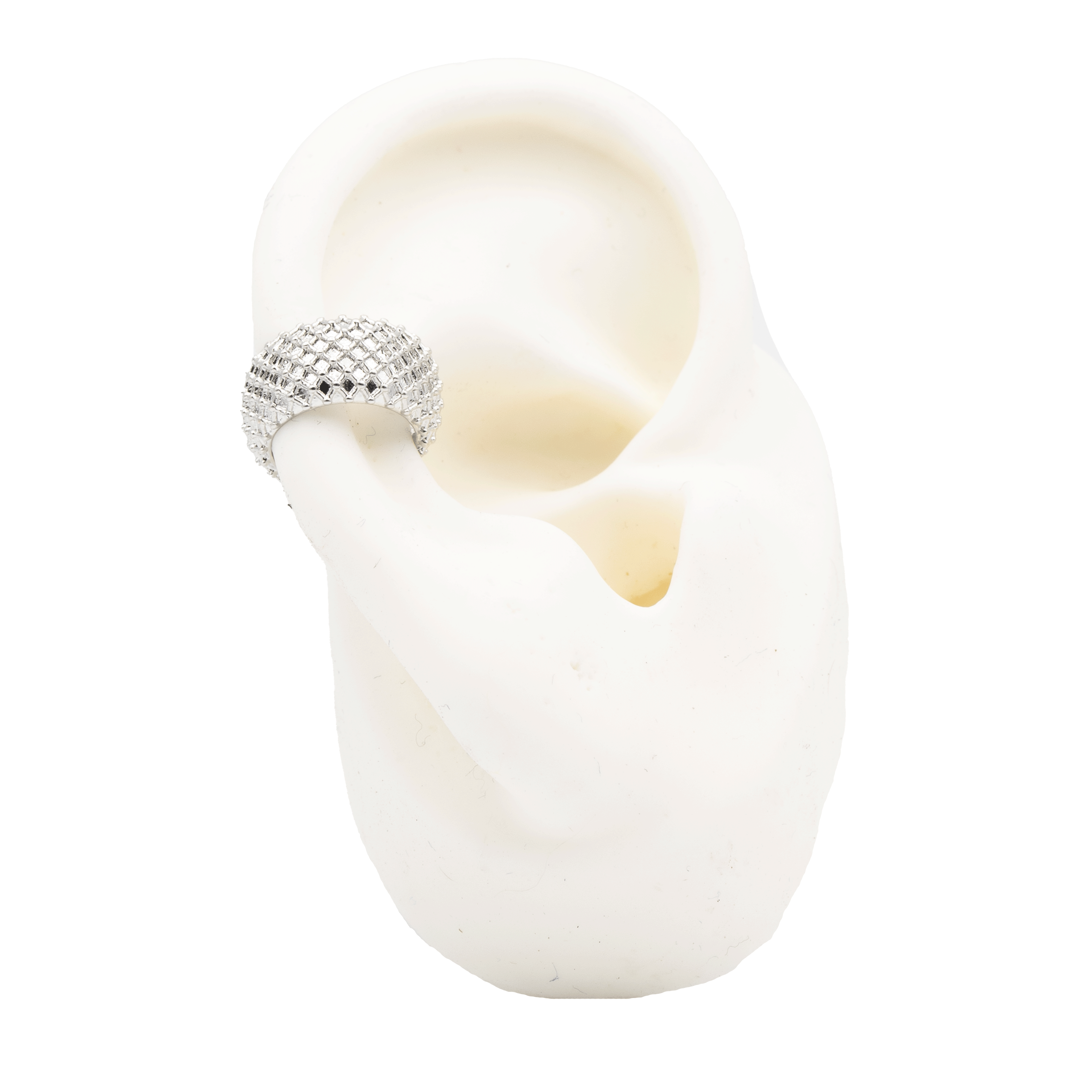 EARCUFF MAYA ROMBOS BAÑO EN RODIO