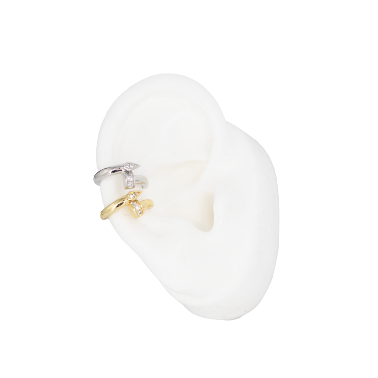 EARCUFF CLAVO LISO DORADO BAÑO EN RODIO