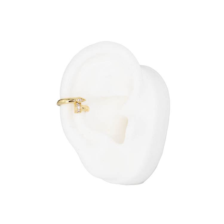 EARCUFF CLAVO LISO DORADO BAÑO EN RODIO