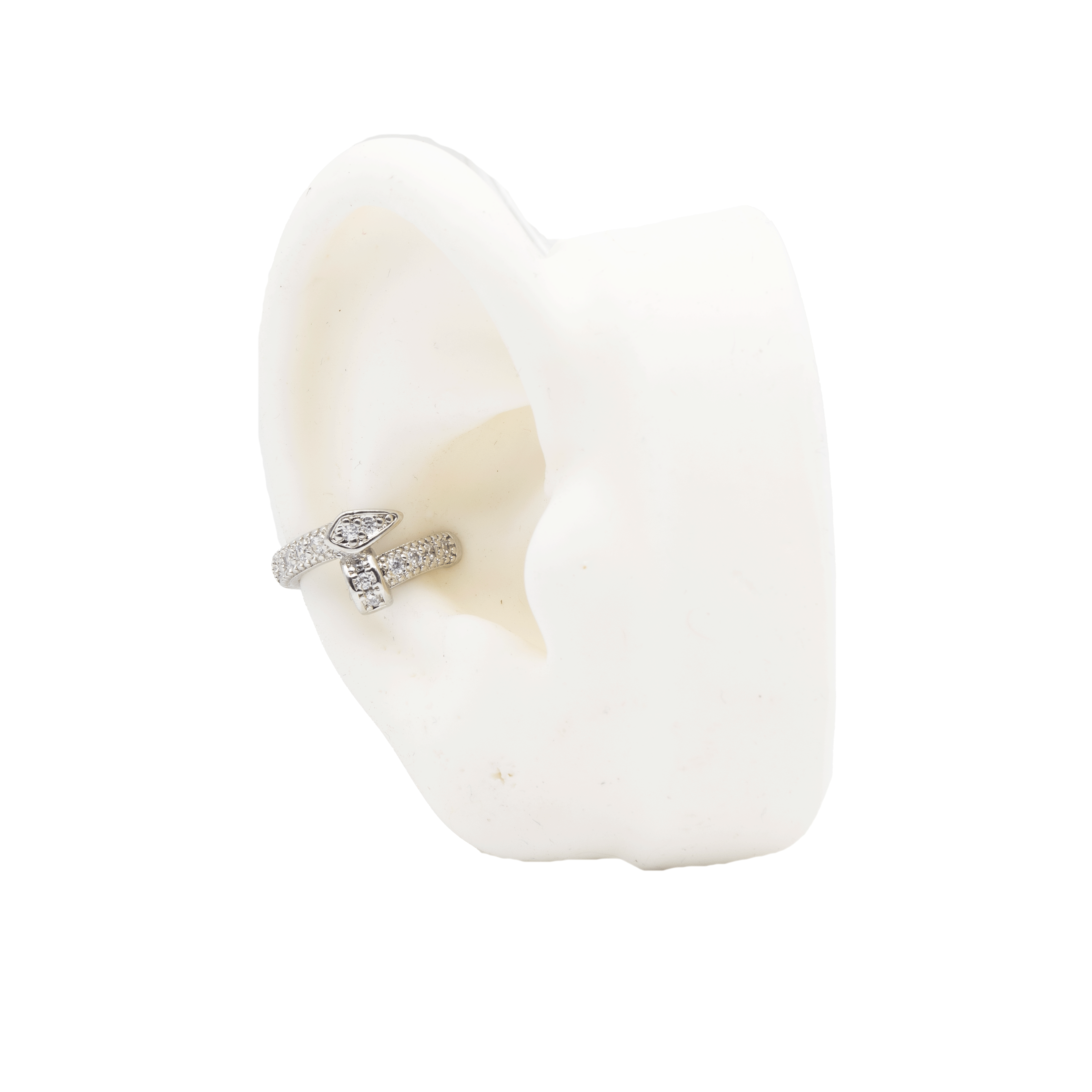 EARCUFF CLAVO CIRCON BLANCO BAÑO EN RODIO