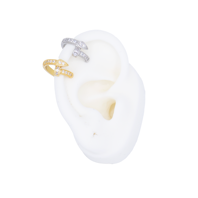 EARCUFF CLAVO CIRCON BLANCO BAÑO EN RODIO