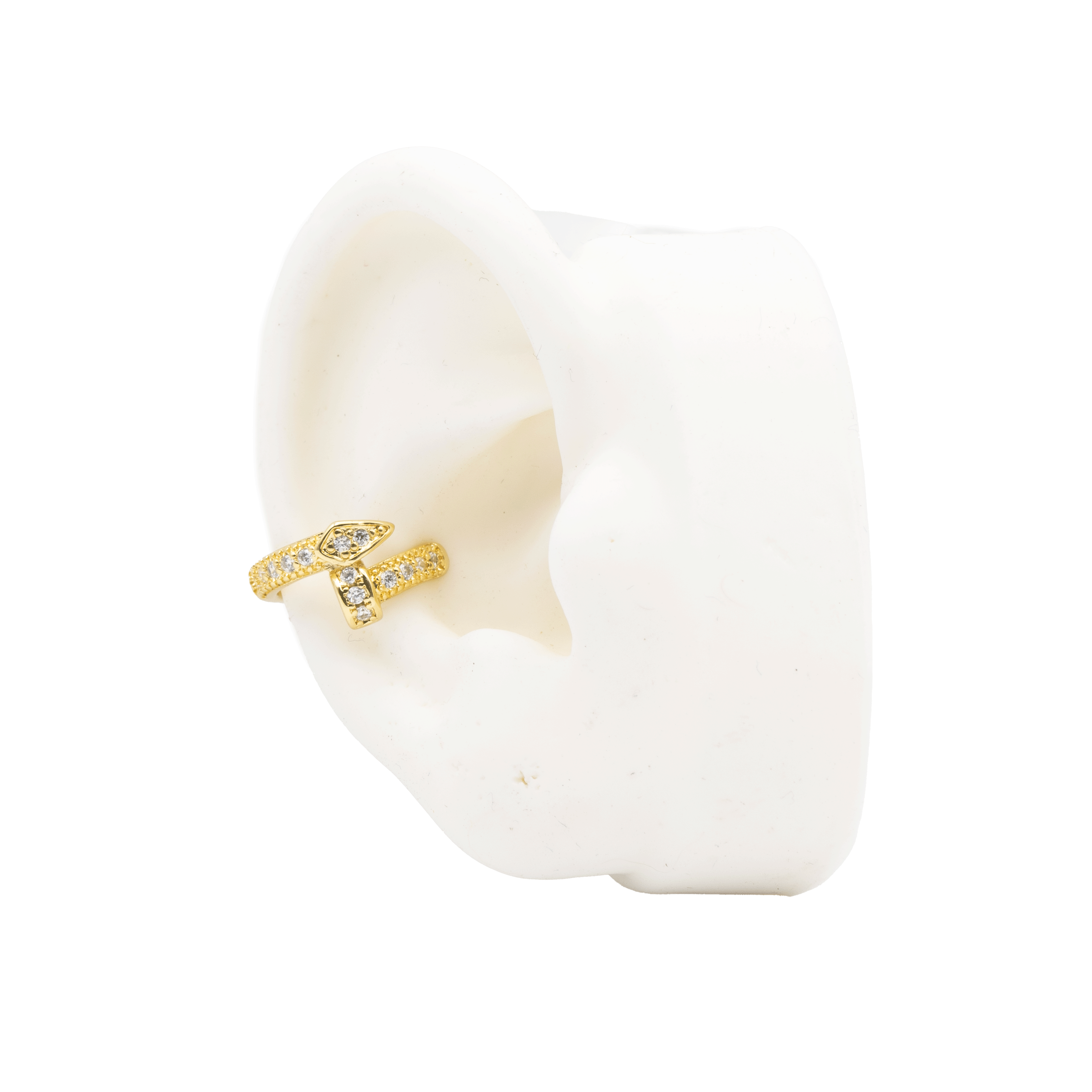 EARCUFF CLAVO CIRCON BLANCO BAÑO EN RODIO