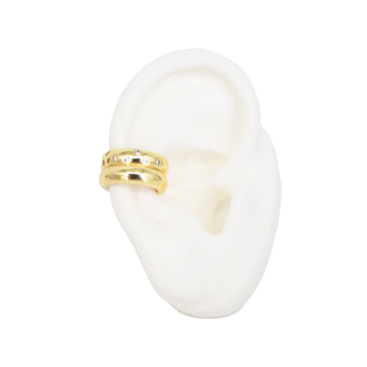 EARCUFF EN RODIO DOBLE CIRCON BLANCO