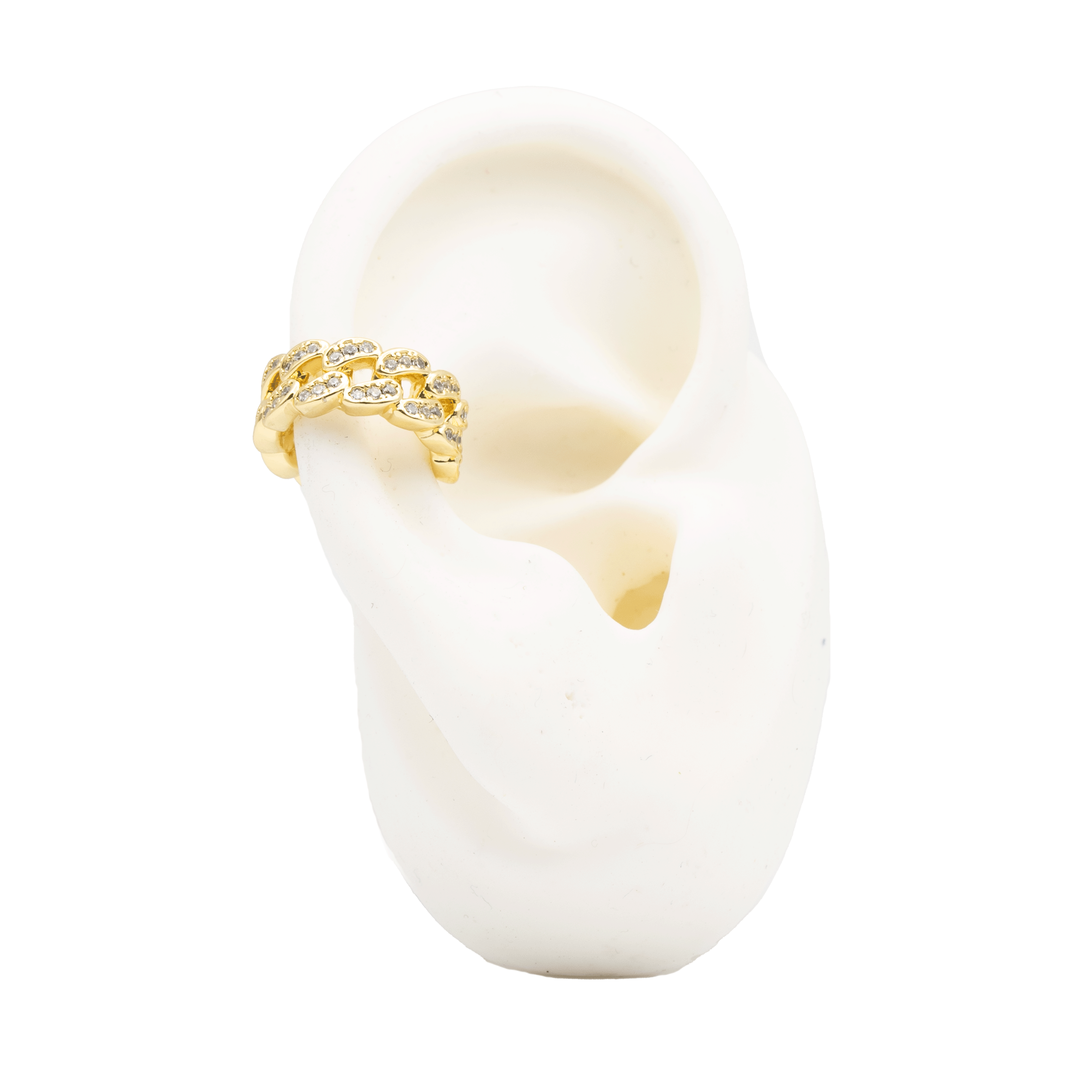 EARCUFF CADENA CIRCON BLANCO BAÑO EN RODIO