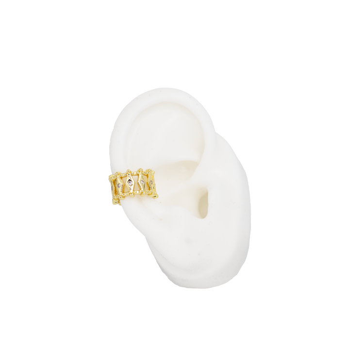 EARCUFF ROMBOS BAÑO EN RODIO