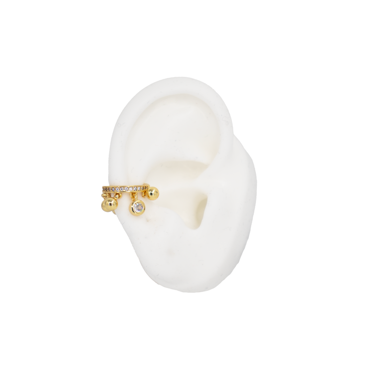 EARCUFF COLGANTE DORADO BAÑO EN RODIO