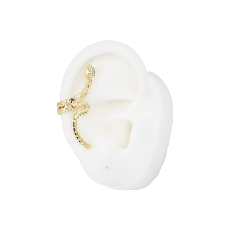 EARCUFF SERPIENTE CIRCONADA BLANCA BAÑO EN RODIO