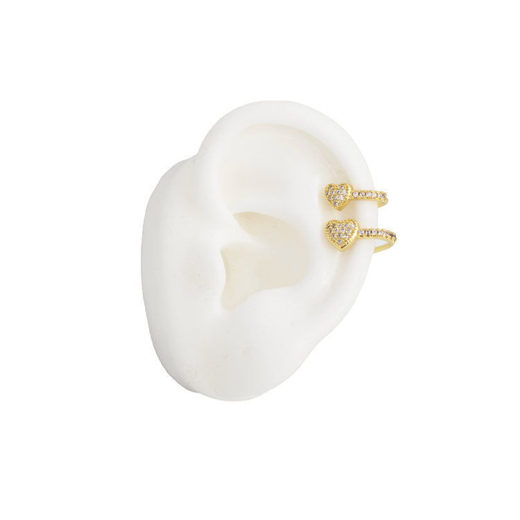 EARCUFF DOBLE CORAZON CIRCONADA BAÑO EN RODIO