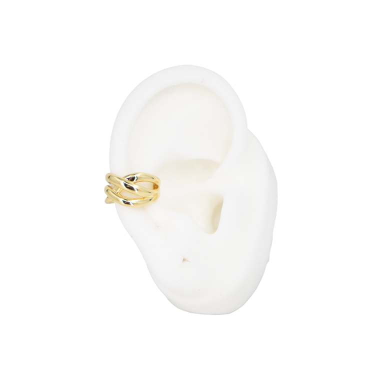 EARCUFF LISO ENLAZADO BAÑO EN RODIO