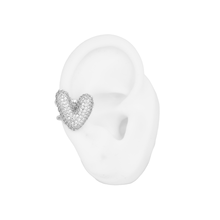 EARCUFF CORAZÓN CIRCONADO BAÑO EN RODIO