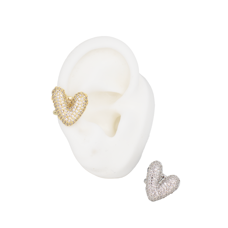 EARCUFF CORAZÓN CIRCONADO BAÑO EN RODIO