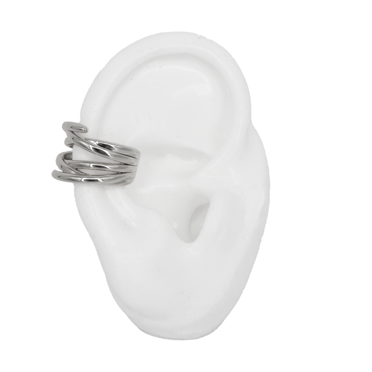 EARCUFF LAZO INVERIDO  BAÑO EN RODIO