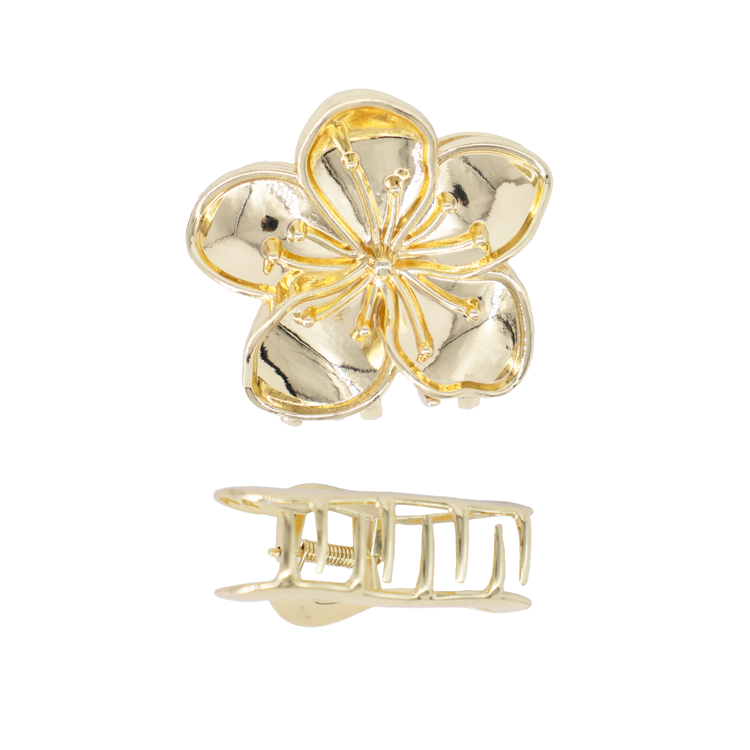 HAIR CLIPS FLOR SAKURA DORADA BAÑO EN RODIO