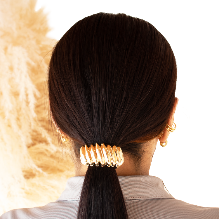 PONY CUFF ONDAS DORADO BAÑO EN RODIO