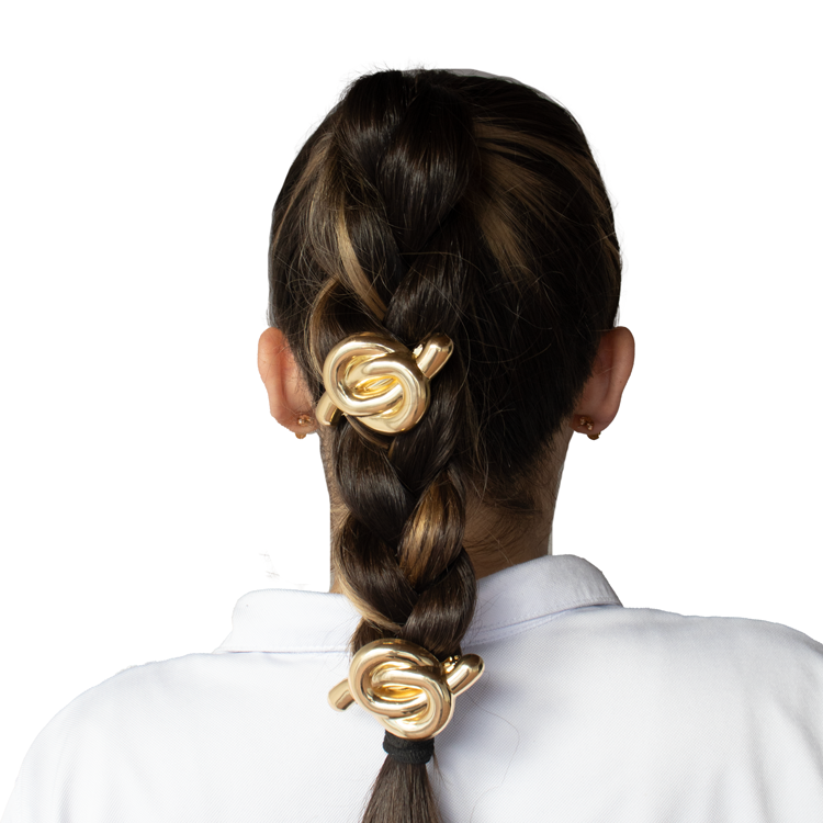 HAIR CLIPS NUDO LISO DORADO BAÑO EN RODIO