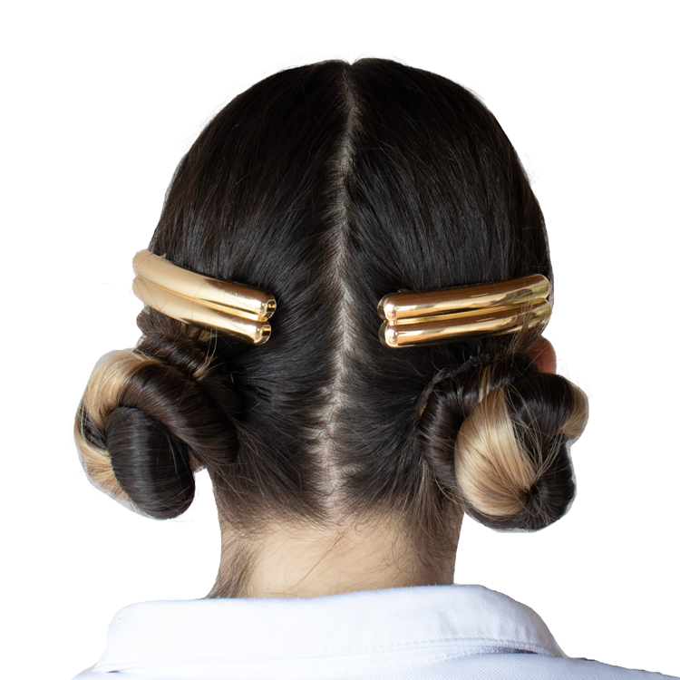 HAIR CLIPS DOBLE LISO DORADO BAÑO EN RODIO