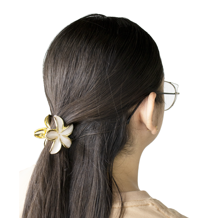 HAIR CLIPS FLOR ROSA PEQUEÑA BAÑO EN RODIO