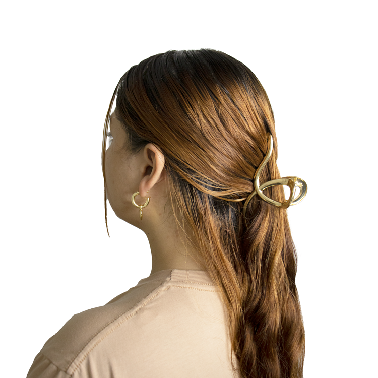 HAIR CLIPS LAZO DORADO BAÑO EN RODIO