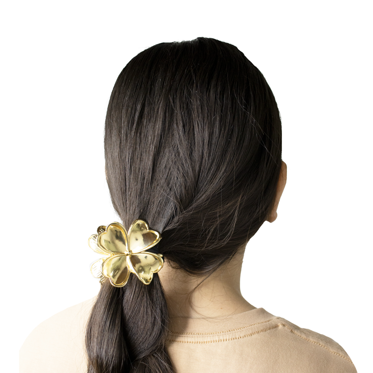 HAIR CLIPS TREBOL BAÑO EN RODIO