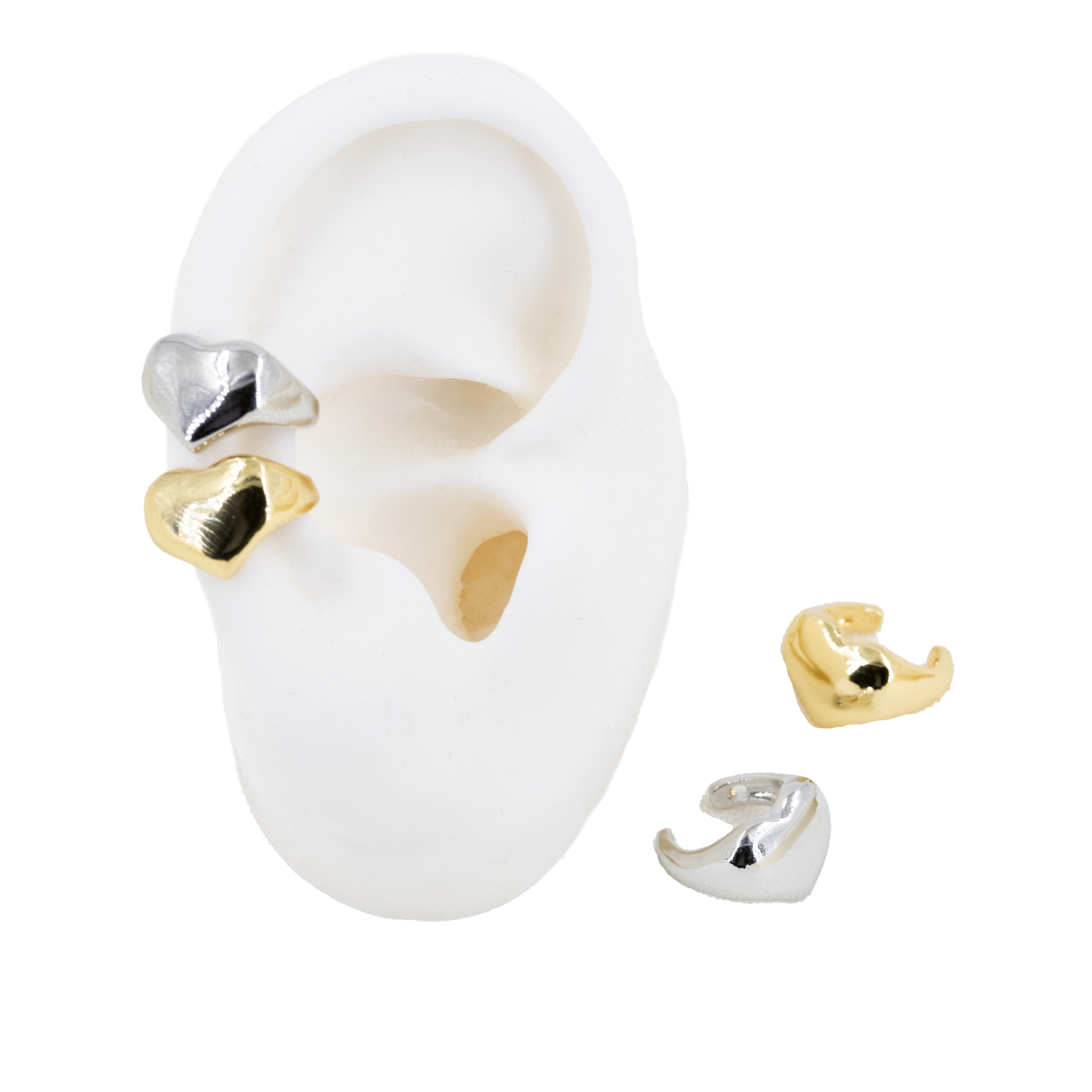 EARCUFF CORAZÓN LISO MINI BAÑO EN RODIO