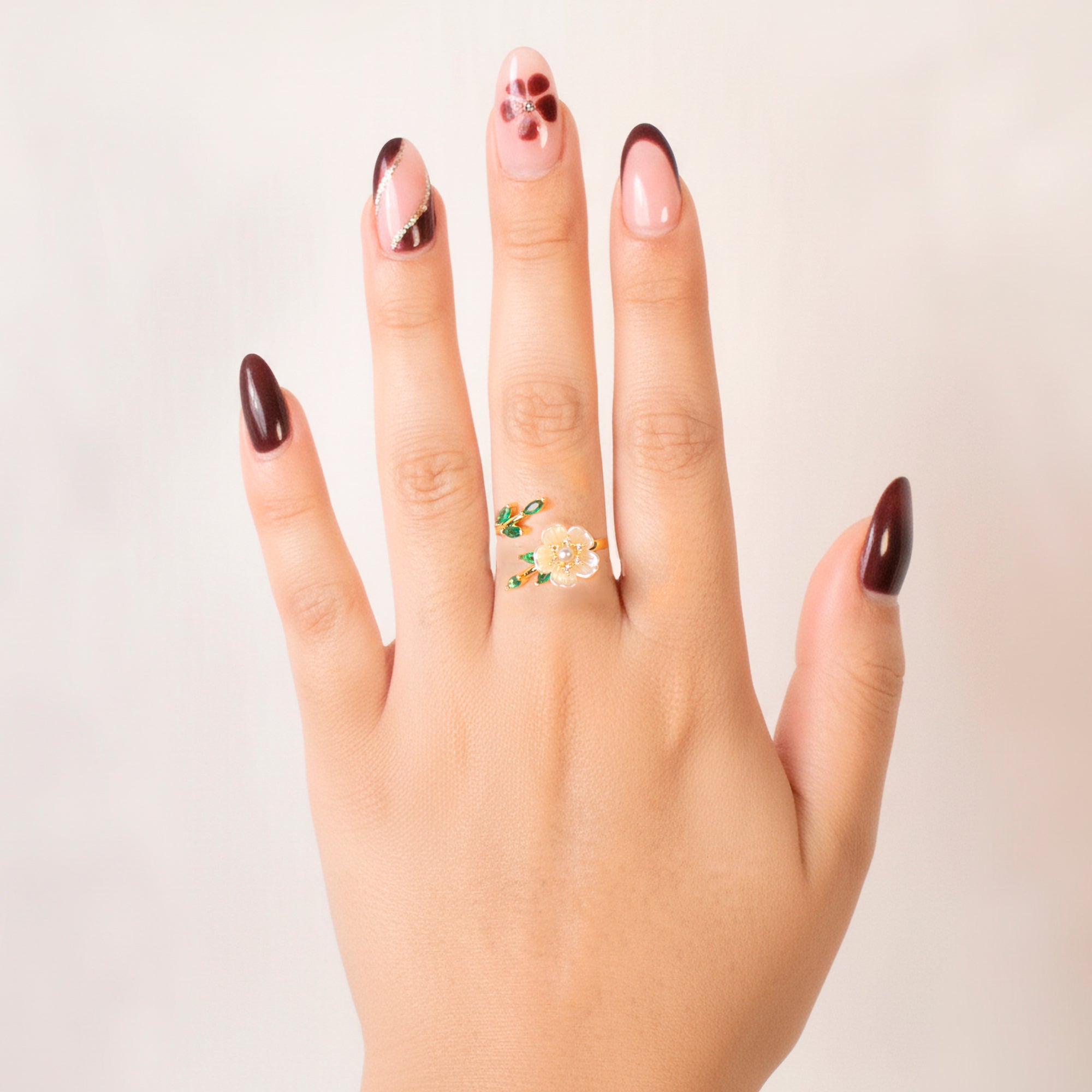 ANILLO FLOR FORTUNA BAÑO EN RODIO