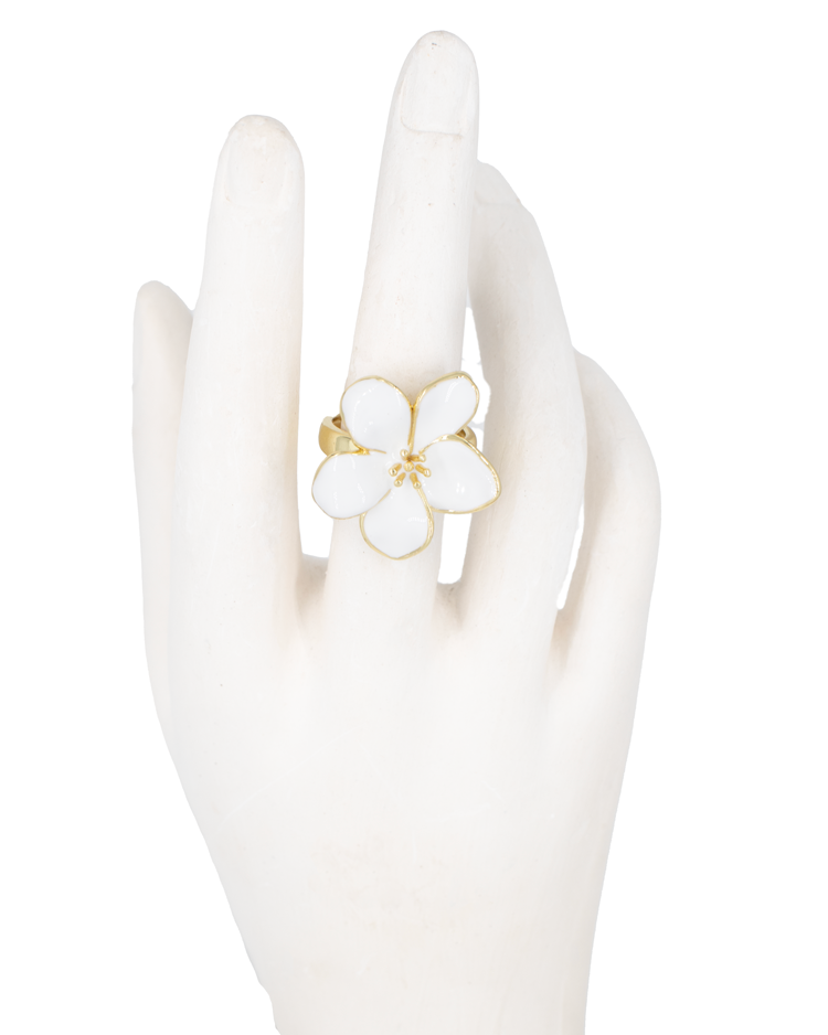 ANILLO FLOR NACIENTE BAÑO EN RODIO