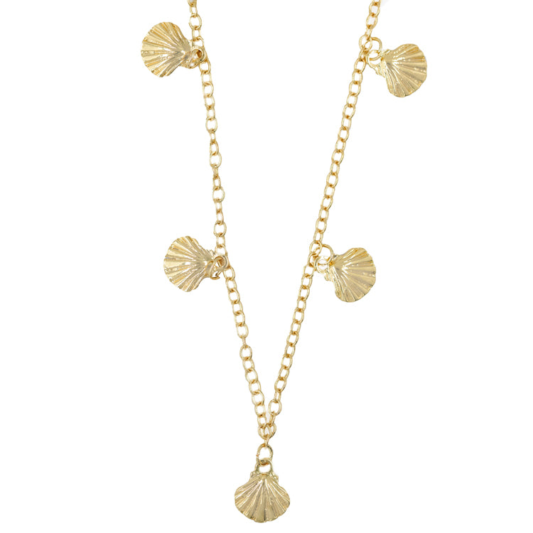 CADENA CONCHAS LISAS BAÑO EN RODIO