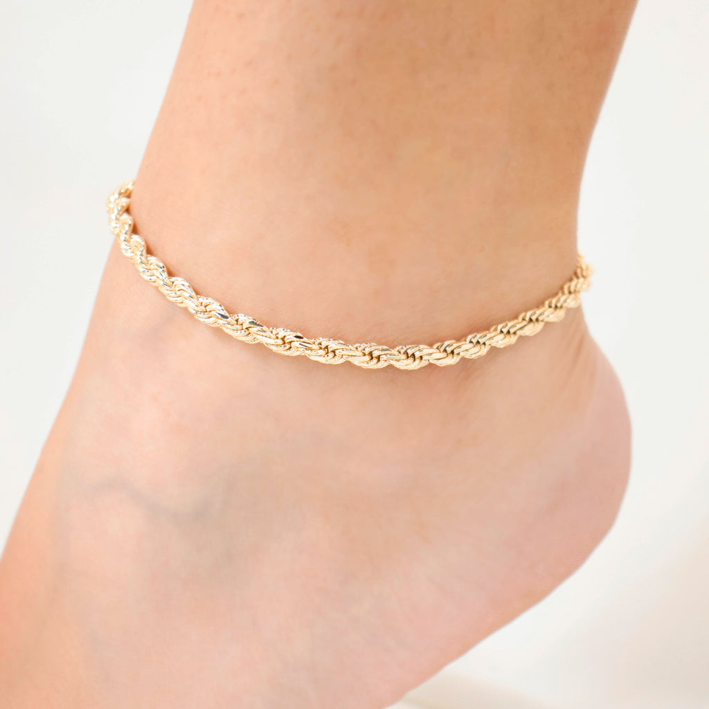 TOBILLERA ENTRALAZADA TRIPLE BAÑO EN RODIO