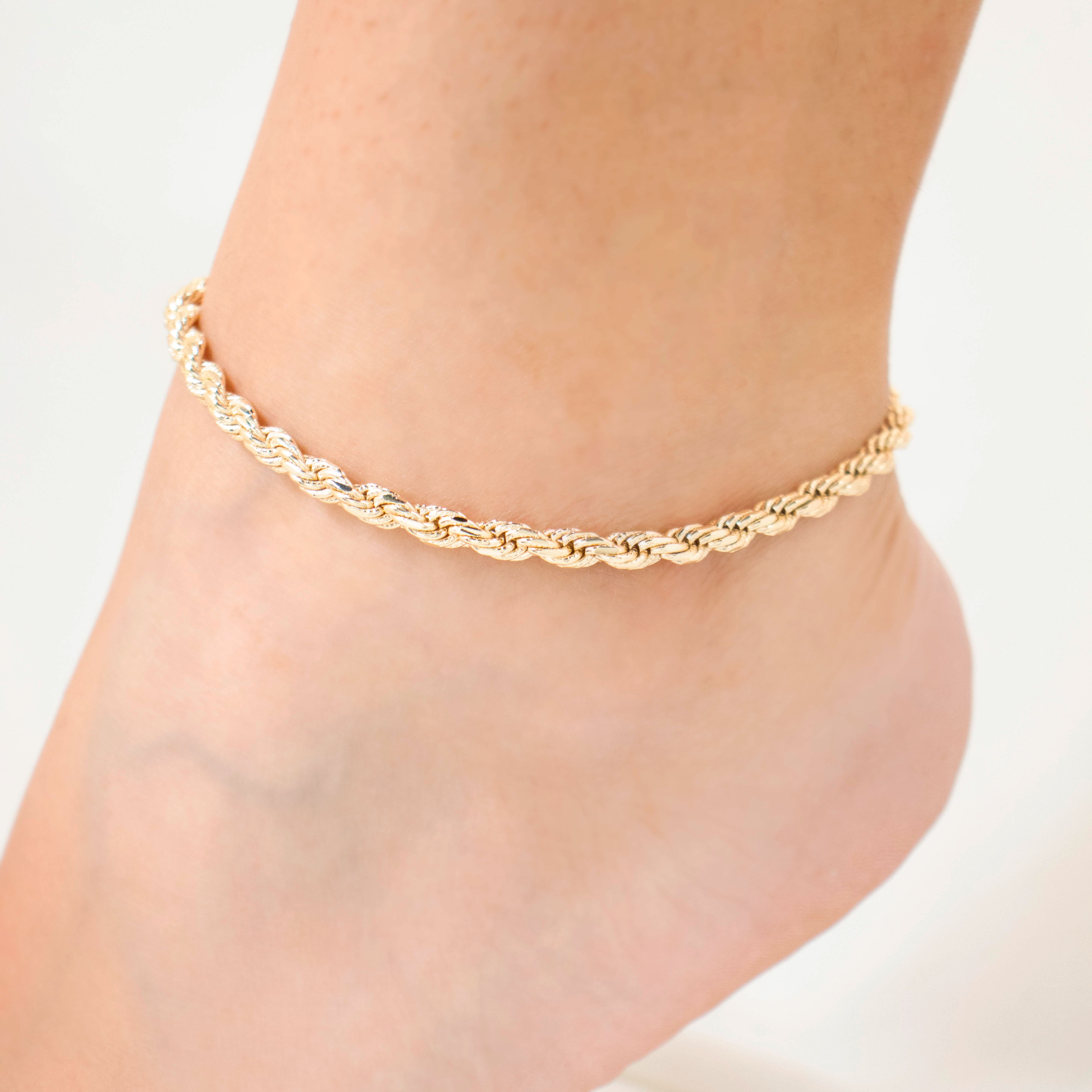 TOBILLERA ENTRALAZADA TRIPLE BAÑO EN RODIO