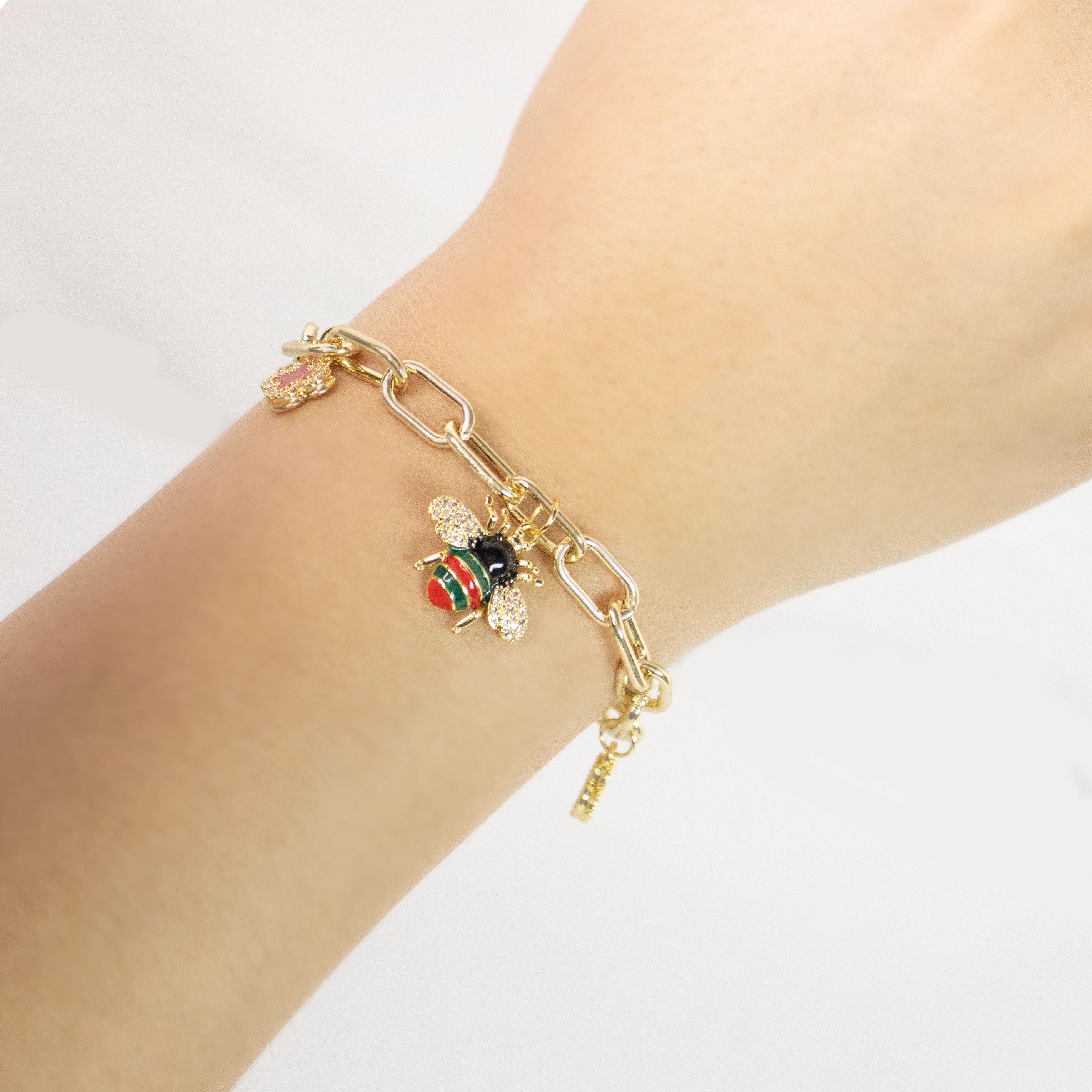PULSERA ABEJA ENCANTADA BAÑO EN RODIO